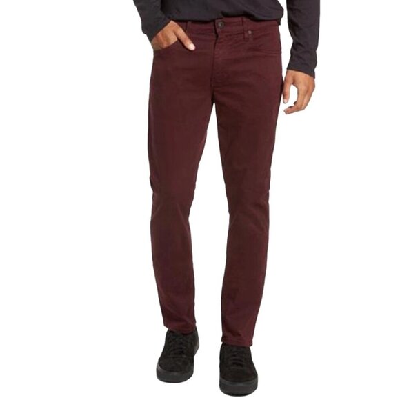 PAIGE Lennox Slim Fit Five Pockets Red Bordeaux Velvet Pants Size 28 - Picture 2 of 12
